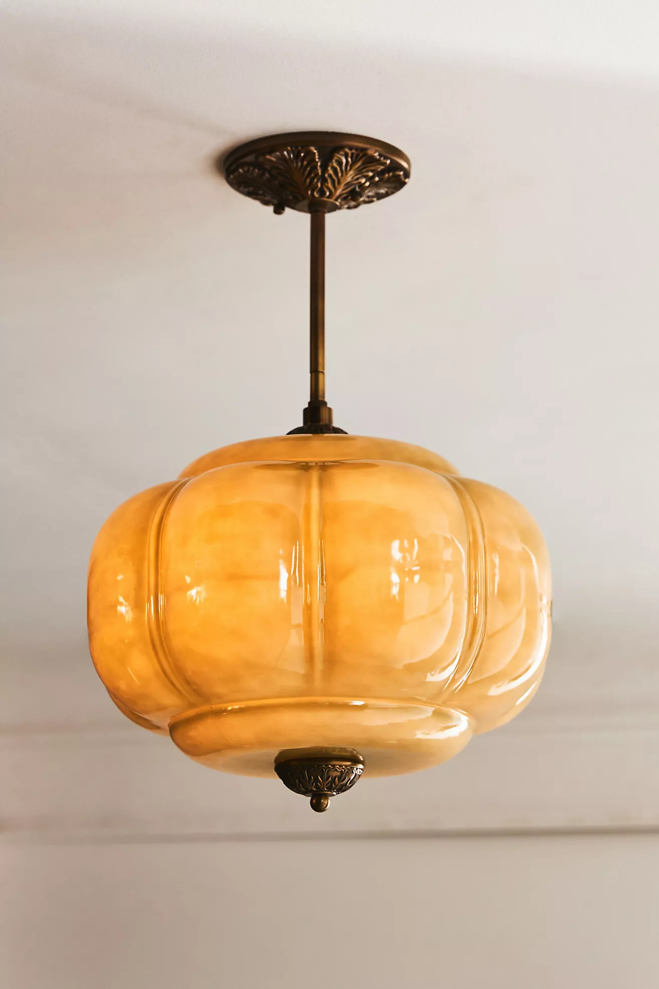 The Eloise Scallop Milk Glass Semi-Flush Mount Ceiling Light | Anthropologie (US)