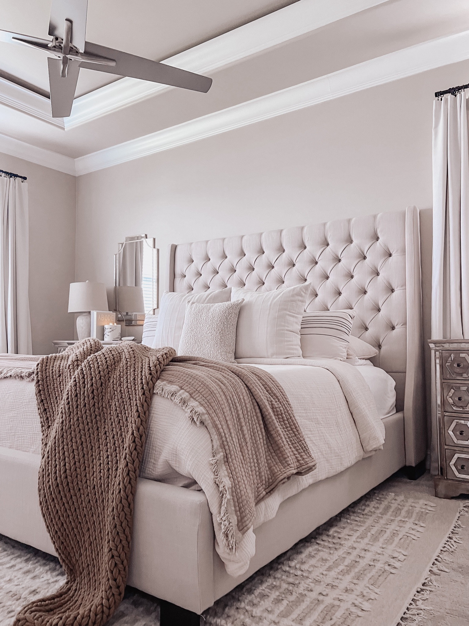 Bedroom styling, bedroom decor, home decor, decor, neutral decor, neutral home, bedding, throw pillow, throw blanket, cozy home. 

#LTKhome