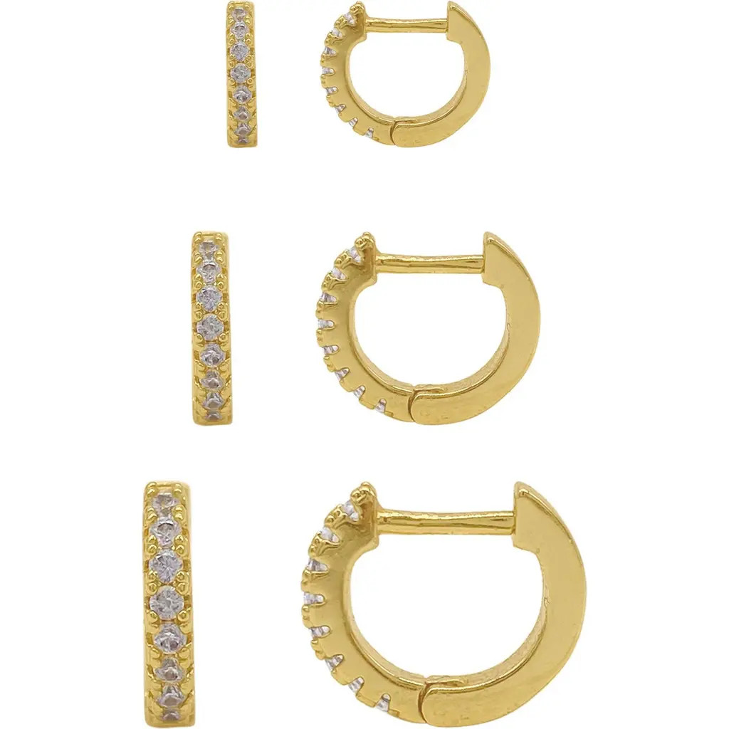 Adornia Set of 3 Pavé Huggie Hoop Earrings in Yellow at Nordstrom Rack | Nordstrom Rack