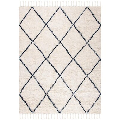 Safavieh Casablanca Taake 8 x 10 Wool Navy/Ivory Indoor Abstract Moroccan Area Rug Lowes.com | Lowe's