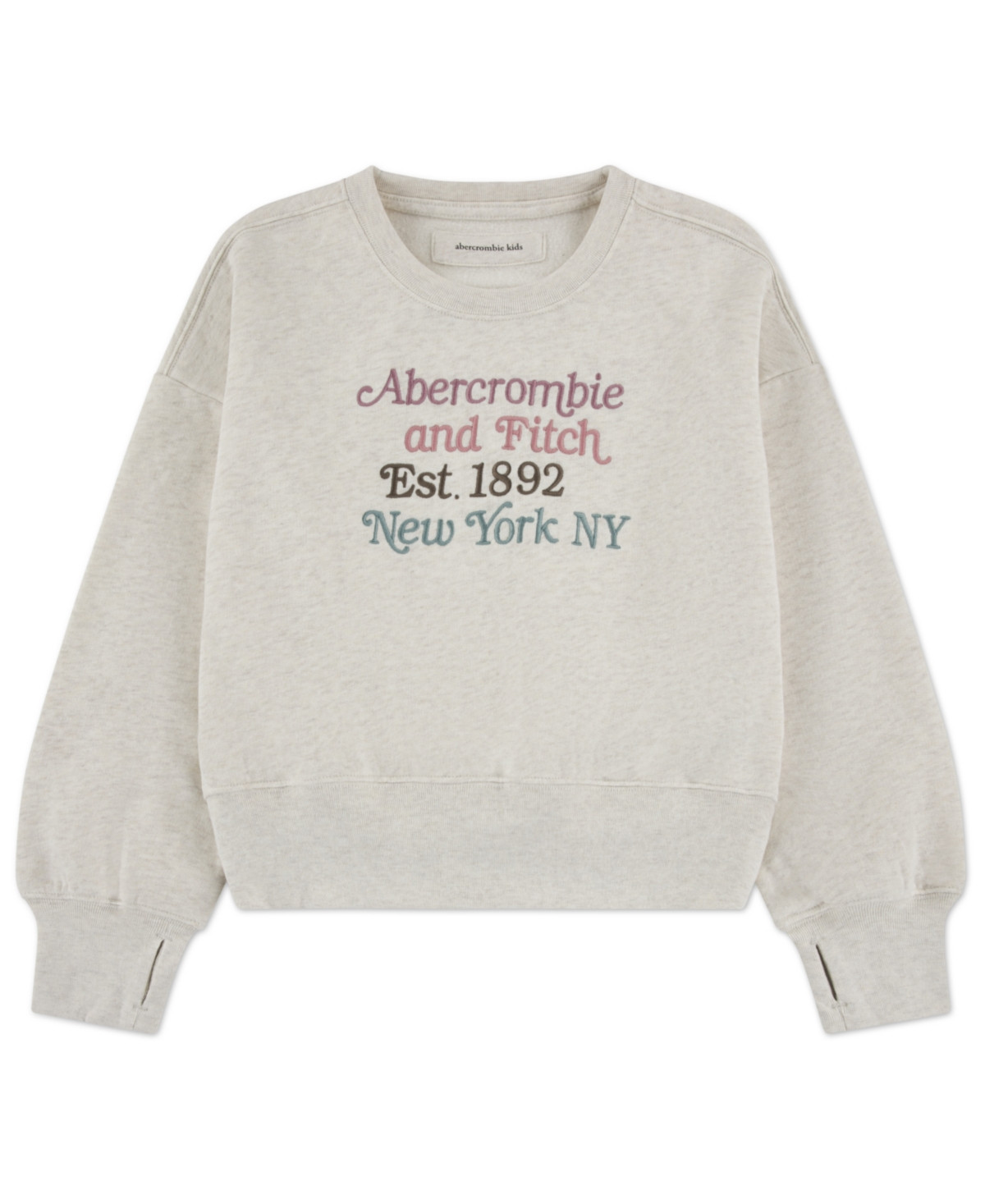 abercrombie kids Girls Multicolor Logo Crew Sweatshirt - LT BEIGE | Macy's