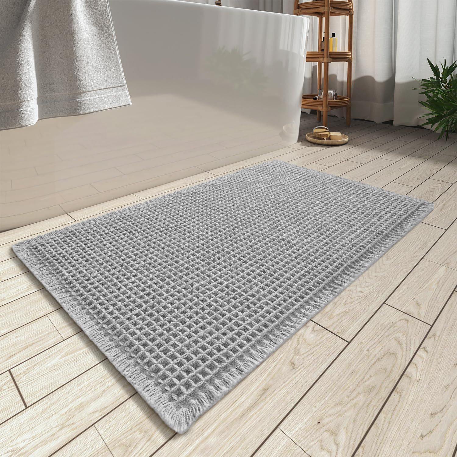 AMOAMI Upgraded Waffle Bath Mat, Super Absorbent Non Slip Bath Mats for Bathroom Floor, Machine W... | Amazon (US)