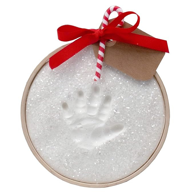 Child to Cherish Claydough, Glitter Baby Handprint First Christmas Ornament Kit with Wooden Ring | Amazon (US)