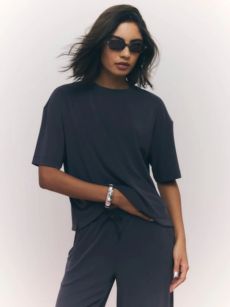 Buy River Island Grey Short Sleeve Soft Touch T-Shirt from Next Belgium | Next EU