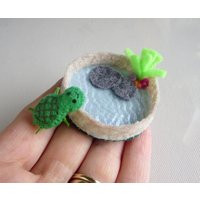 Tiny Turtle Pond Playset, Miniature Felt Stuffed Animal, Tiny Hand-Stitched With Habitat, Cute Birthday Gift, Kids Gift | Etsy (US)
