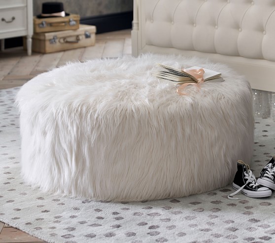 Emily &amp; Meritt Oversized Fur Ottoman | Pottery Barn Kids