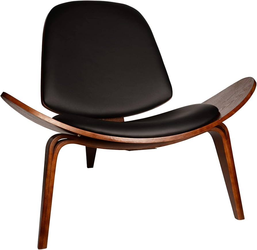 Aoparts Mid Century Modern Shell Lounge Chair, Faux Leather, Scandinavian Furniture Tripod Plywoo... | Amazon (US)