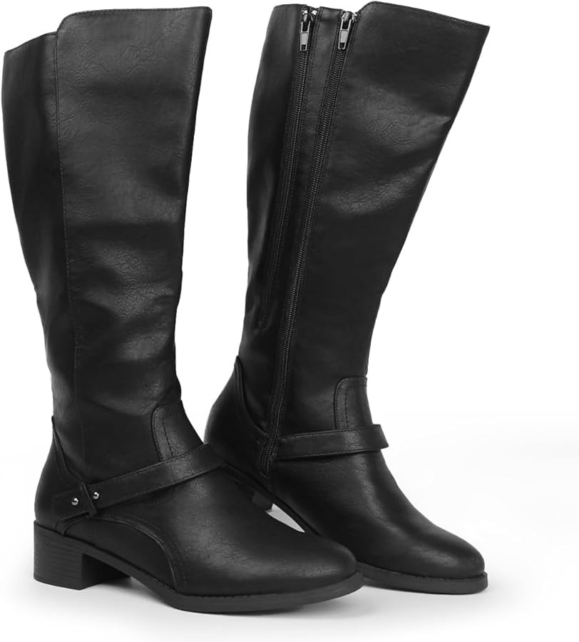 Hawkwell Damen-Reitstiefel mit breiter Wade und doppeltem Reißverschluss | Amazon (DE)