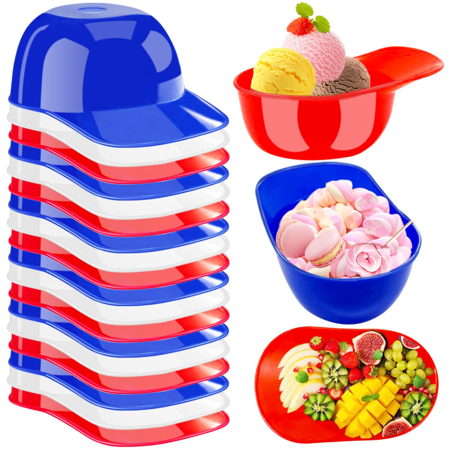 Szsrcywd 24 Pack Plastic Baseball Helmet Bowl,8oz Mini Ice Cream Dessert Baseball Cap Bowls,Party... | Amazon (US)