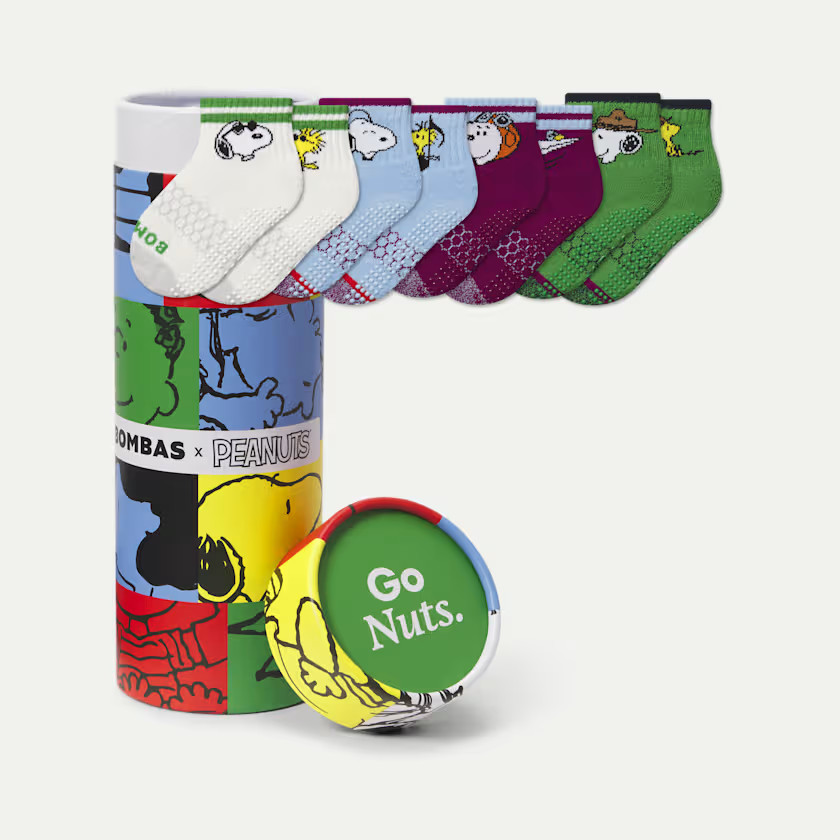 Peanuts x Bombas: Toddler Gripper Calf Sock 4-Pack Gift Box | Bombas