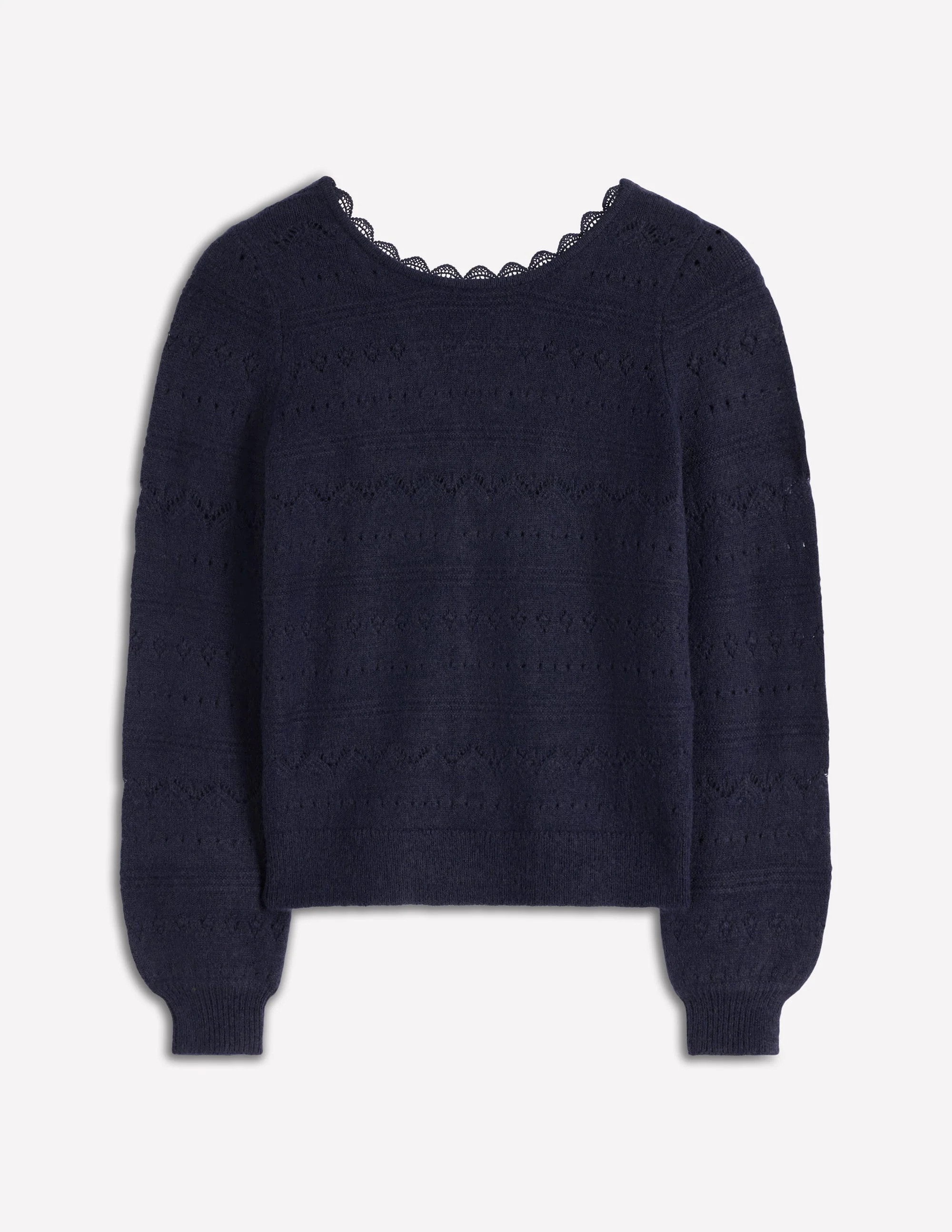Leticia Lace Trim Sweater-Navy | Boden (US)