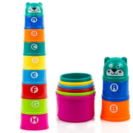 Toysery Nesting & Stacking Cups with Numbers Letters & Animals Toys for Toddlers - Bath Toy for Kids | Walmart (US)
