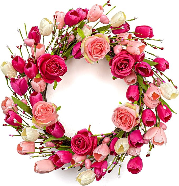 DIYFLORU Artifical Valentine's Day Wreath 20 Inches Valentines Wreaths for Front Door Valentines ... | Amazon (US)