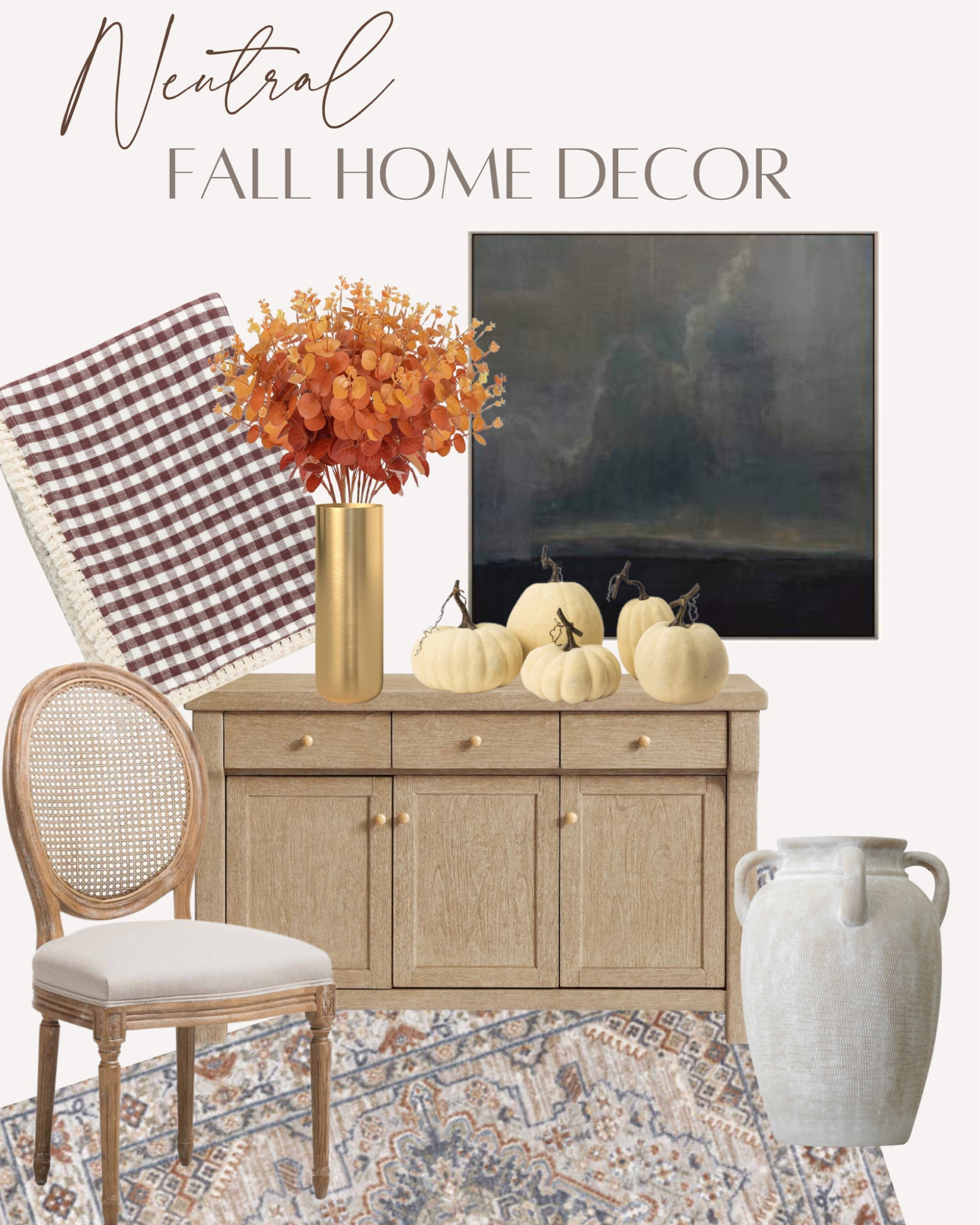 Neutral spaces and home decor seem to really shine in Autumn. 
Fall home decor/moody wall art/Louie chair/dining chair/ceramic vase/buffet/console/faux pumpkins/rust fall stems #ltku #ltkstyletip #ltkfall

#LTKstyletip #LTKhome #LTKSeasonal