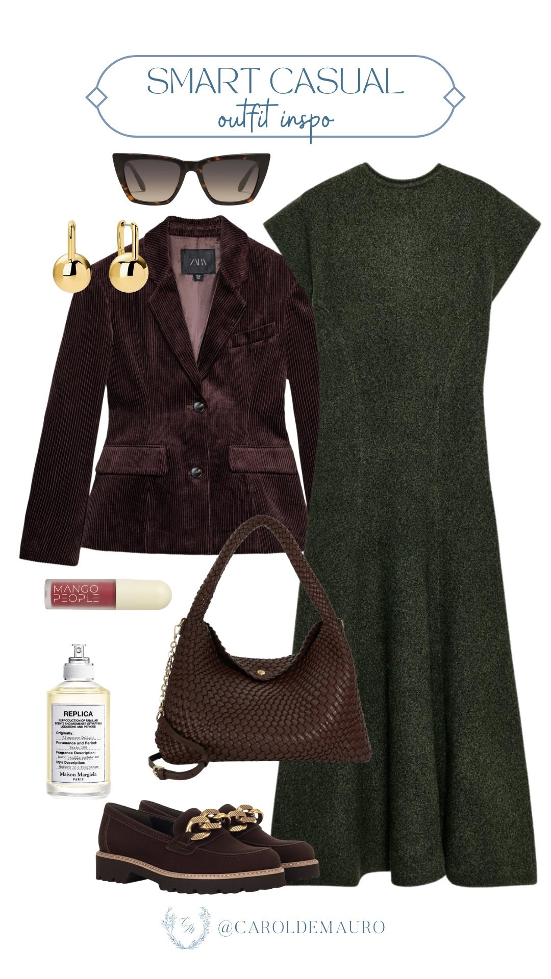 This outfit is the perfect coffee run vibe for that smart casual inspo! Dress up a green knitted dress with a corduroy blazer and style it with dark brown loafers. Make sure to accessorize!

corporate wear, minimal style, business casual, blazer look, office wardrobe, workwear, polished look, work to weekend

#LTKBeauty #LTKSeasonal #LTKU