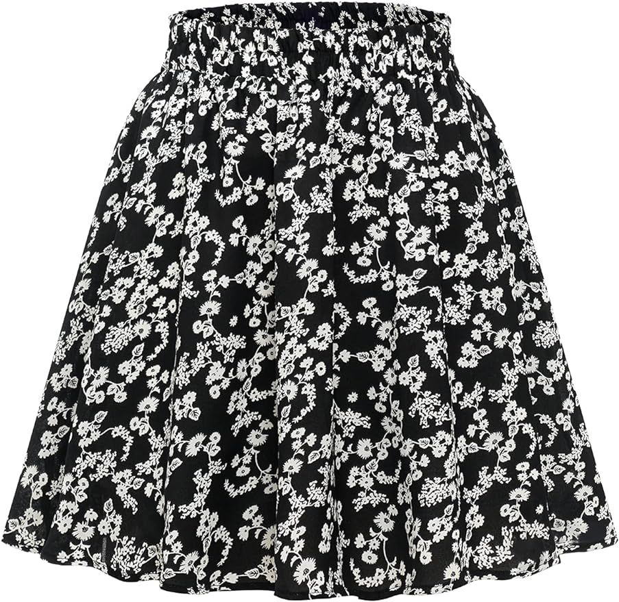 Floral Mini Skirts for Women Womens Floral Printed Ruffle Skirt Summer Boho a line Skirt for Wome... | Amazon (US)