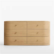 Anneli 62" Natural Oak Wood 6-Drawer Dresser + Reviews | Crate & Barrel | Crate & Barrel