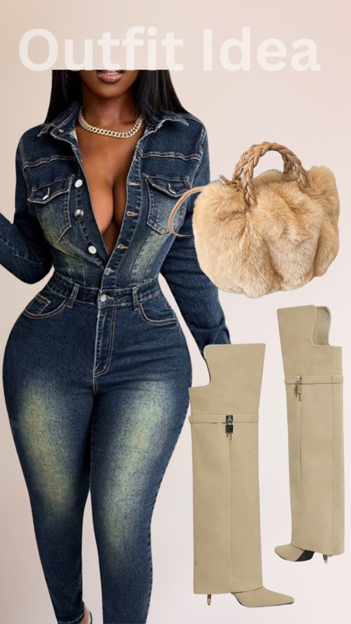 Denim + khaki outfit idea 
Affordable fashion | outfit idea | outfit inspo | shein | women’s fashion | denim jumpsuit | over the knee boots | knee high boots | designer inspired | winter fashion 

#LTKFindsUnder50 #LTKShoeCrush #LTKSeasonal