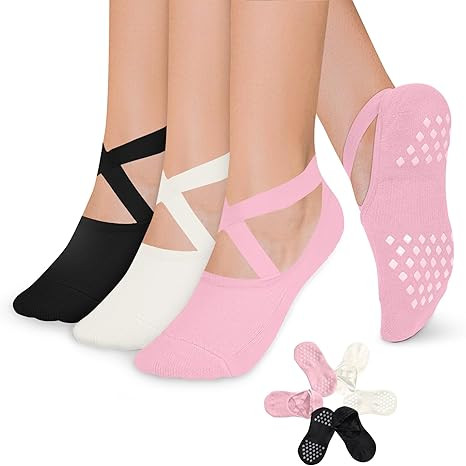 Diu Life 3 Pack Pilates Socks Yoga Socks with Grips for Women Non Slip, Workout, Pure Barre, Ball... | Amazon (US)