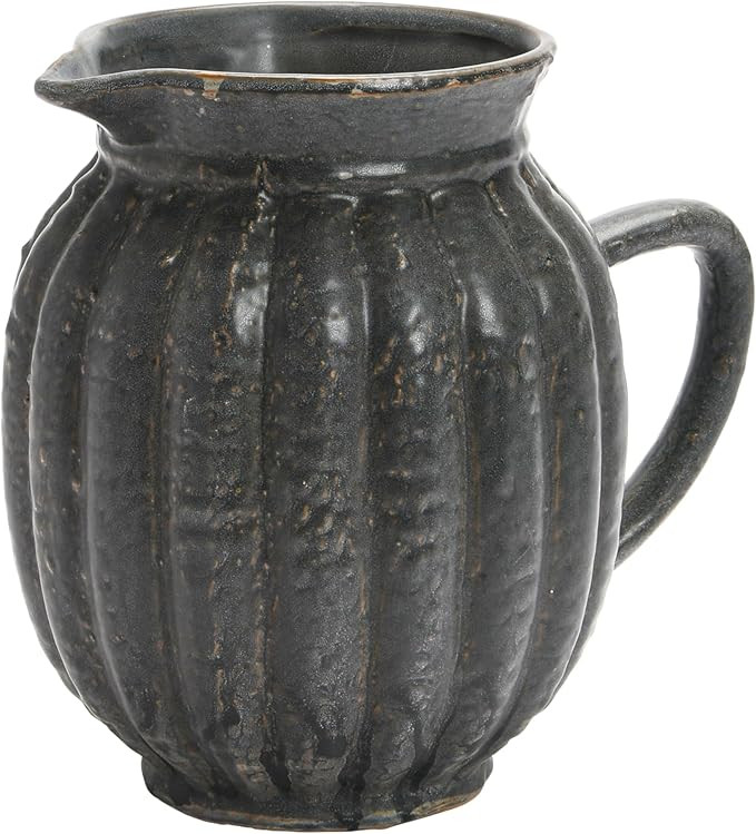 Creative Co-Op Stoneware Fluted Pitcher, Matte Black, 8''L x 6''W x 8''H | Amazon (US)