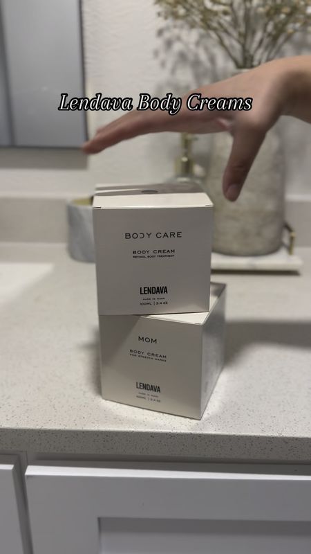 Lendava body goodies 🫶🏼 Body cream has retinol which is great stretch marks! Tone, tighten and moisturize. The Mom cream is pregnancy safe with Vitamin C to help promote healthy collagen production! These both are so great, no greasy/oily feel and super light with no fragrance.

#LTKbeauty #LTKfindsunder50 #LTKbaby