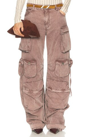 THE ATTICO Wide Leg Cargo Pant in Mauve | FWRD 