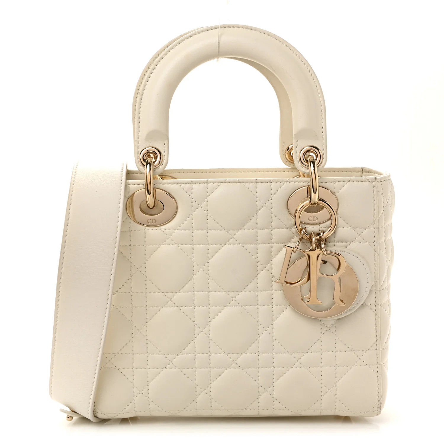 Lambskin Cannage Small My ABCDior Lady Dior White | FASHIONPHILE (US)