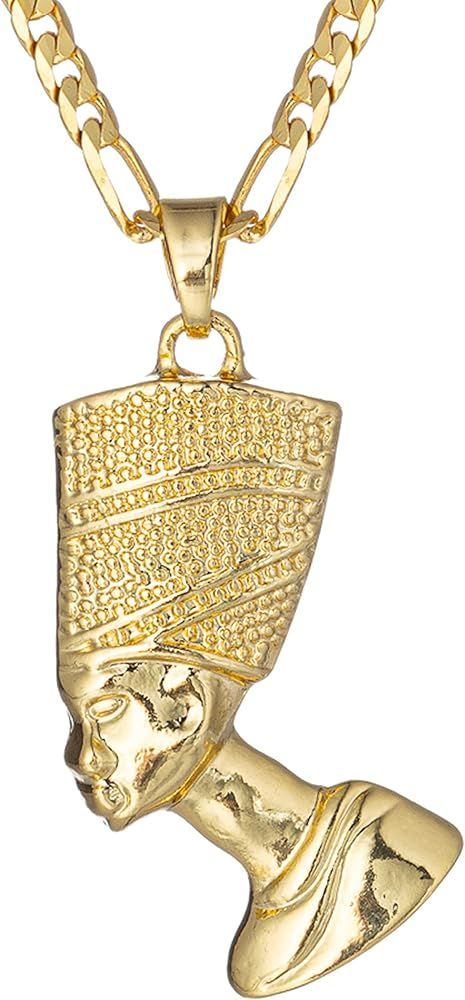 kelistom Egyptian Queen Nefertiti Pendant Necklace for Women | 18K Gold Plated Pendant Necklace |... | Amazon (US)