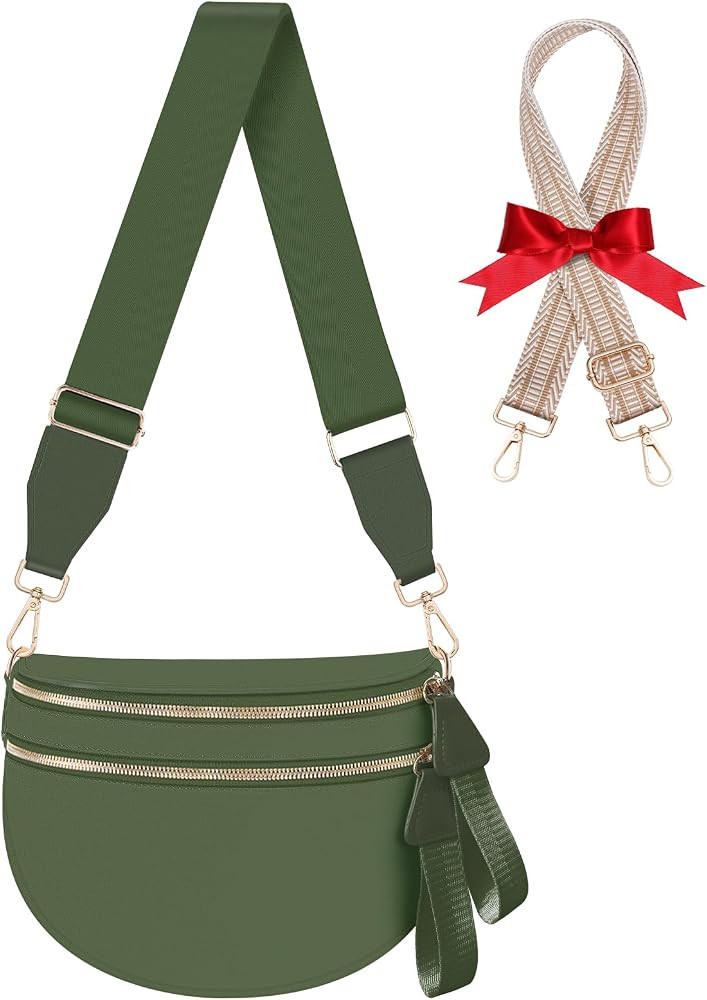 Bum Bags for Women Checkered Crossbody Bag Large Nylon Belt Purse Fanny Packs, Bonus with a Extra... | Amazon (US)