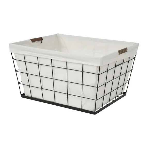 Better Homes & Gardens 60L Rectangular Steel Laundry Basket, Black & Natural, Adult | Walmart (US)