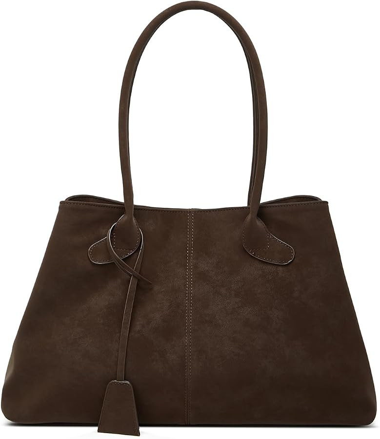 Womens Trendy Vegan Leather Shoulder Bag Large Travel Tote Purse Handbag Top Handle Satchel Commu... | Amazon (US)
