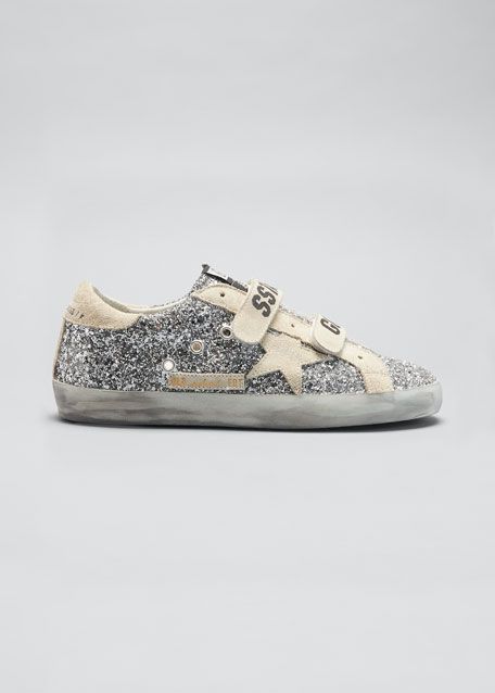 Golden Goose Old School Glitter Grip-Strap Sneakers | Bergdorf Goodman