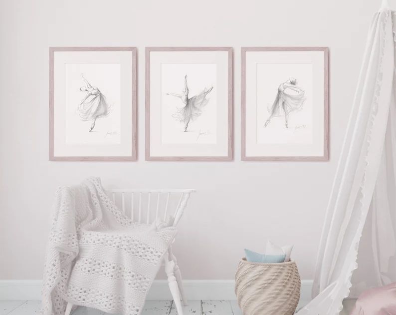 Set of 3 Prints Digital Wall Art Ballerina Printables | Etsy | Etsy (US)