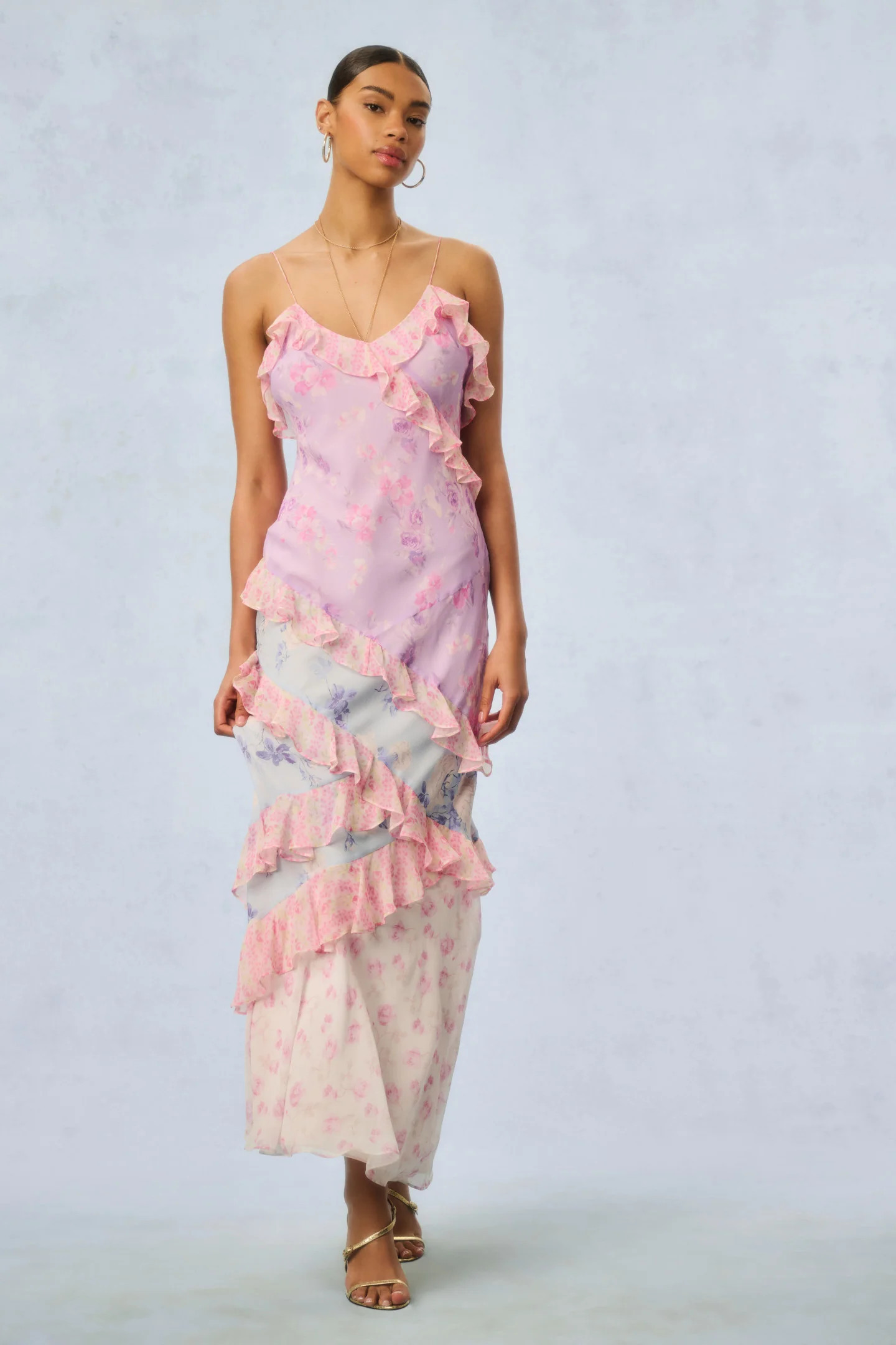 Rialto Silk Mixed Heirloom Print Dress - BLOOMING PARADISE / 4 | LoveShackFancy