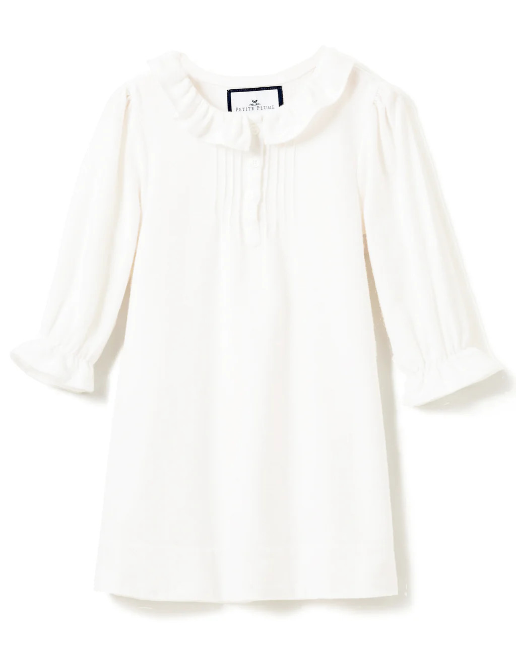White Victoria Flannel Nightgown | Petite Plume