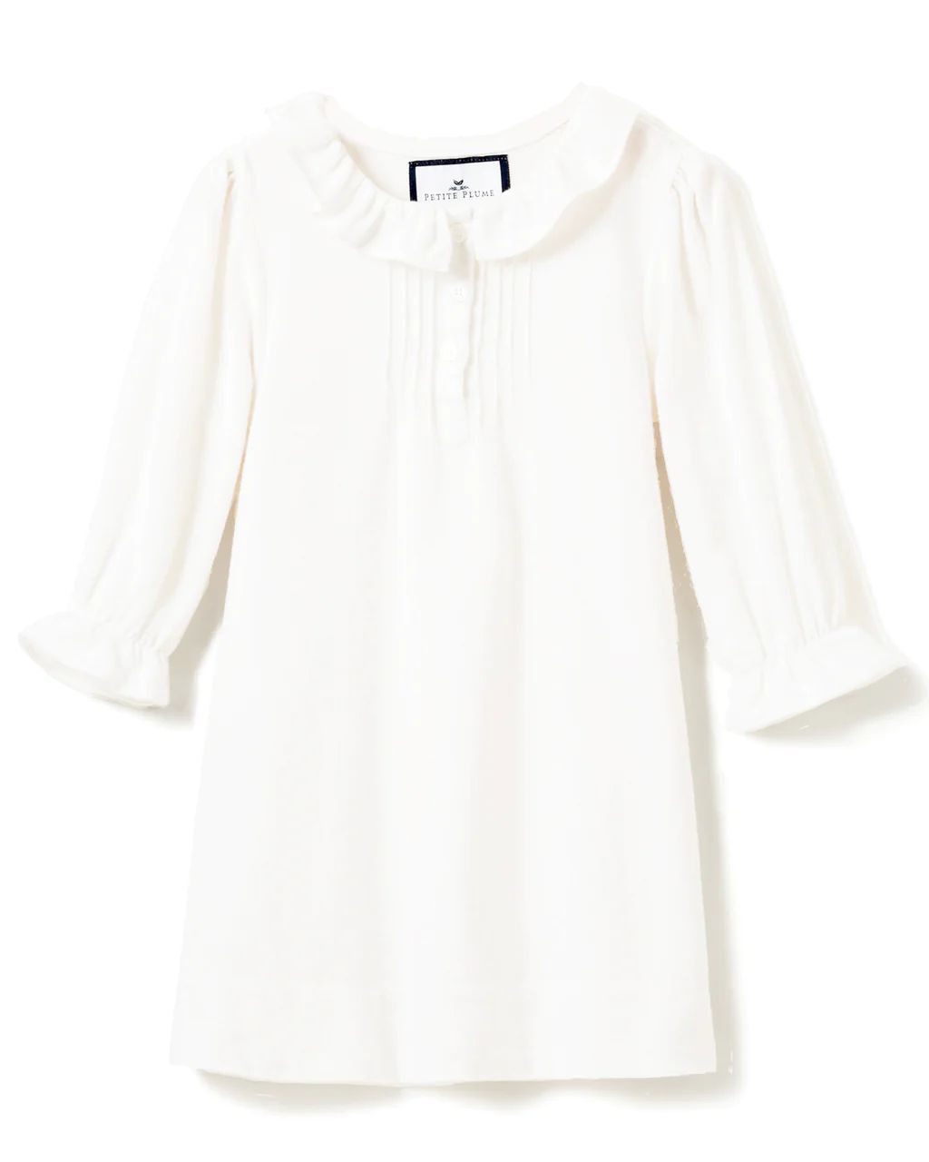 White Victoria Flannel Nightgown | Petite Plume