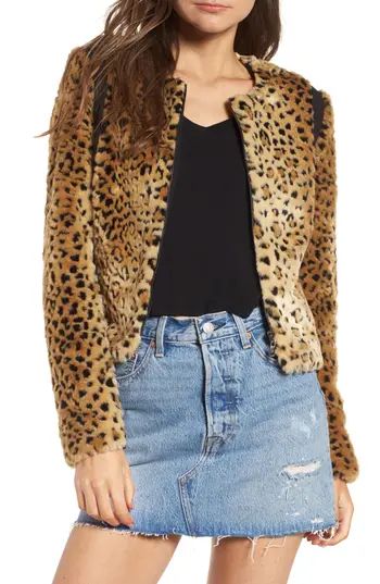 Women's Tinsel Faux Fur Leopard Jacket, Size Small - Brown | Nordstrom