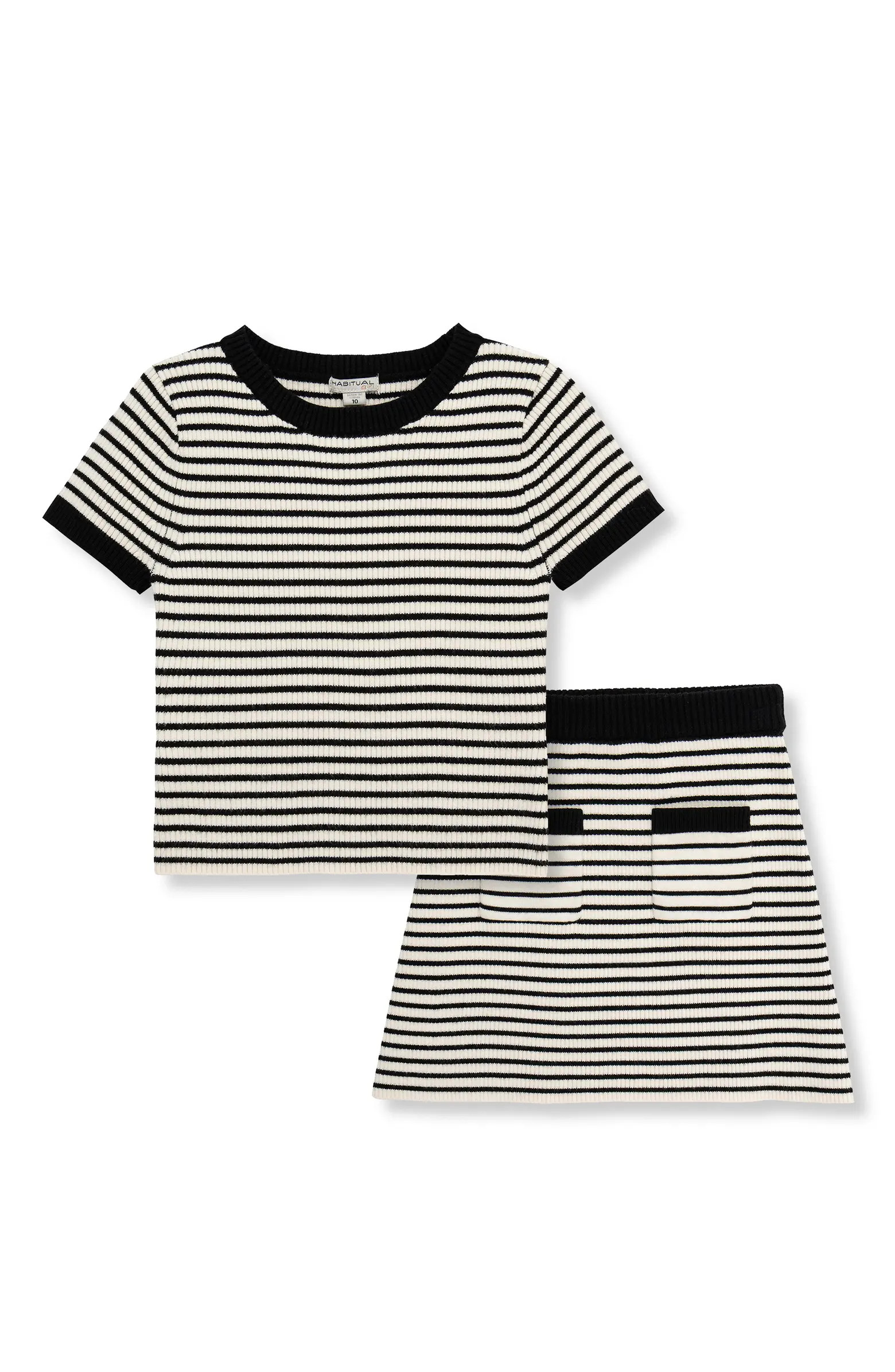Kids' Stripe Rib Sweater & Skirt Set | Nordstrom