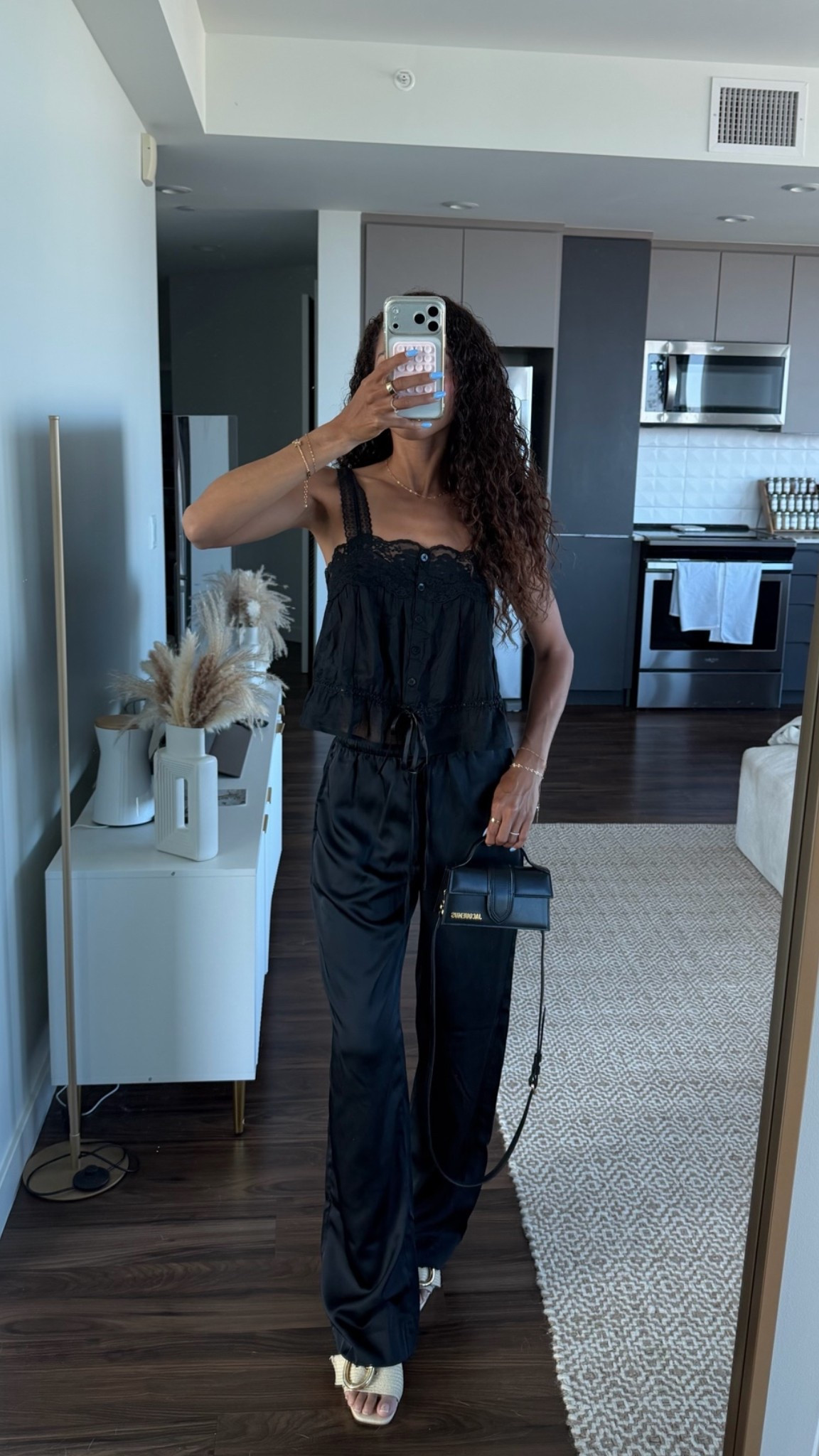 @abercrombie has the best summer styles! Lace tank top + satin pants & linen sandals from @stevemadden-us 🖤

Top: XXS
Pants: XXS 
Sandals: 7.5 (up half size for comfort)

Summer outfit ideas, all black outfit, linen summer sandals

#LTKootd #LTKSeasonal #LTKSaleAlert