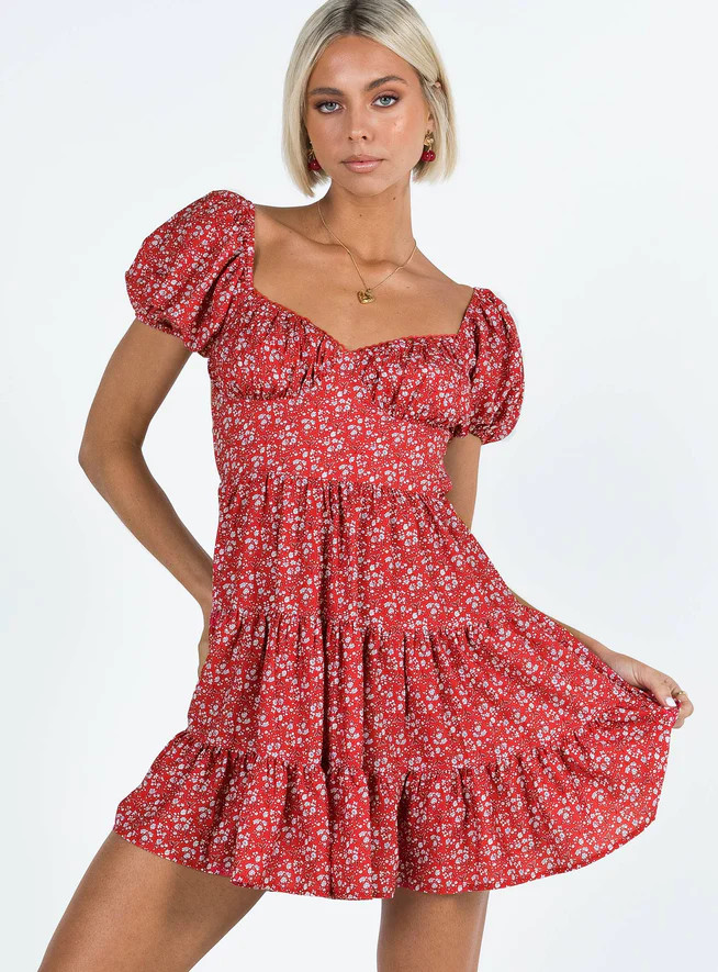 Danny Mini Dress Red Floral | Princess Polly US