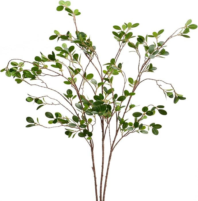 3 Pack Artificial Greenery Stems Branches for Vase Fake Ficus Stems Faux Stems(45"/Branches) (Gre... | Amazon (US)