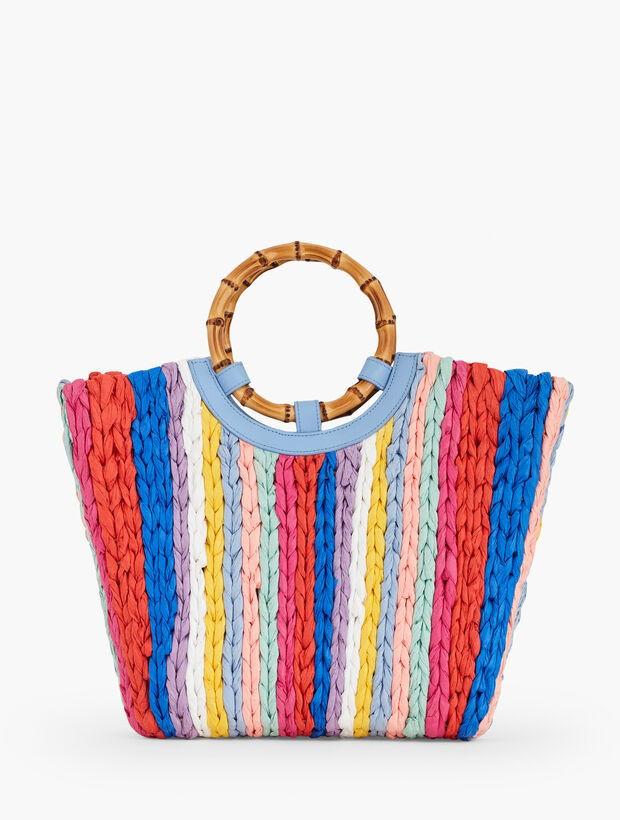 Bamboo Detail Stripe Straw Tote | Talbots