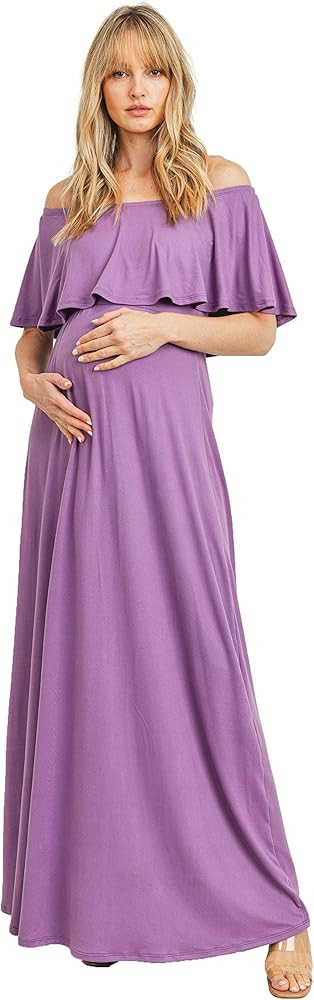 Maternity Dress Off Shoulder Maxi Pregnant Women Baby Shower Photoshoot | Amazon (US)