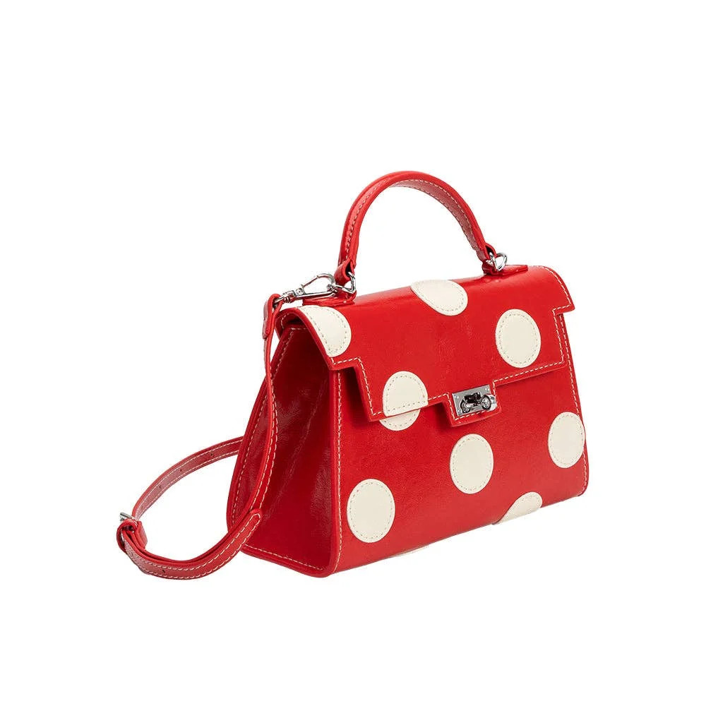 Maisel Polka Drop Top Handle Bag - Red | Triple Threads