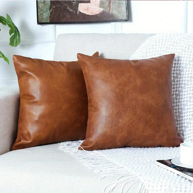 Faux Leather Throw Pillow Covers Thick Brown Large - Temu | Temu Affiliate Program