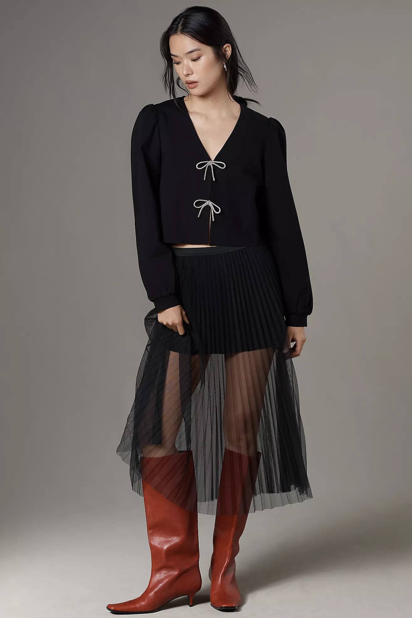 DOLAN Bow-Front Cardigan Top | Anthropologie (US)