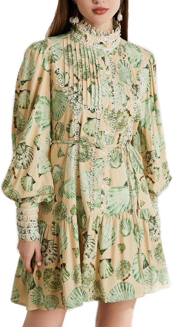 Ruffle Sleeve Tunic Midi Dress Flowy Shift Sundress Sweet Babydoll Button Down Swing Skirt | Amazon (US)