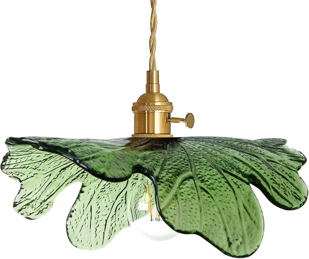 Vintage Pendant Lights Green Glass Pendant Lighting Kitchen Island Hand Blown 1-Light Brass Penda... | Amazon (US)