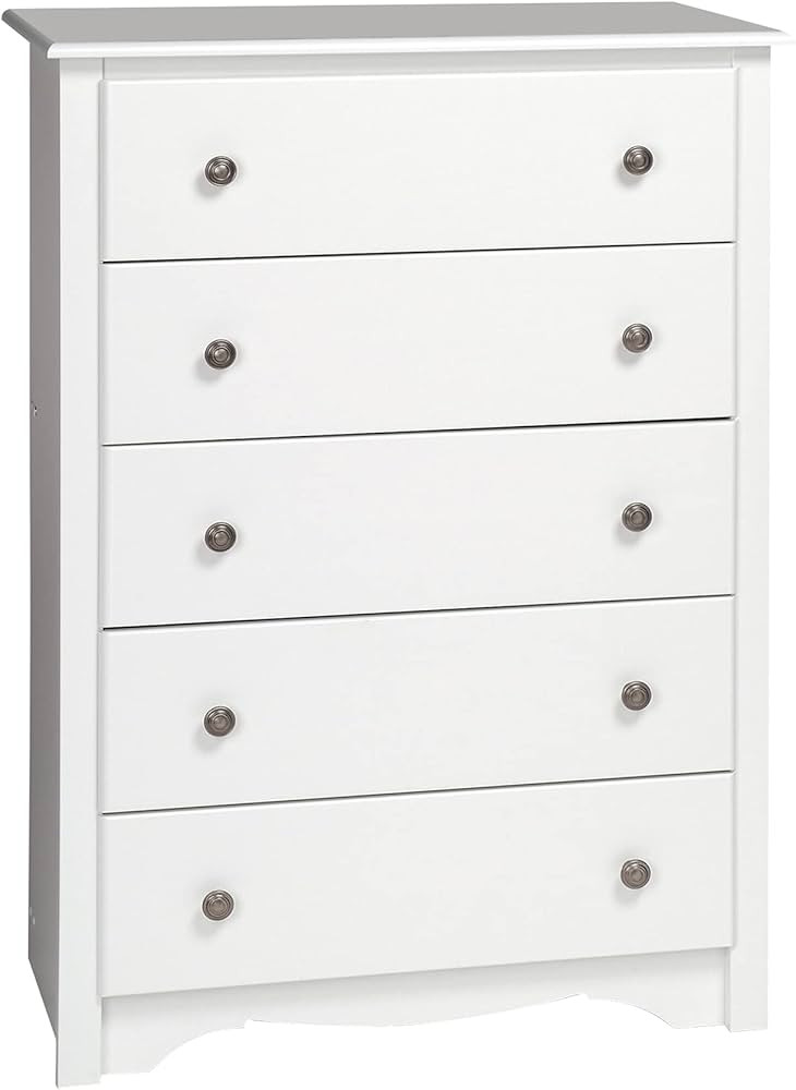 Prepac Monterey 5-Drawer Chest for Bedroom, 16" D x 31.5" W x 45.25" H, White | Amazon (US)