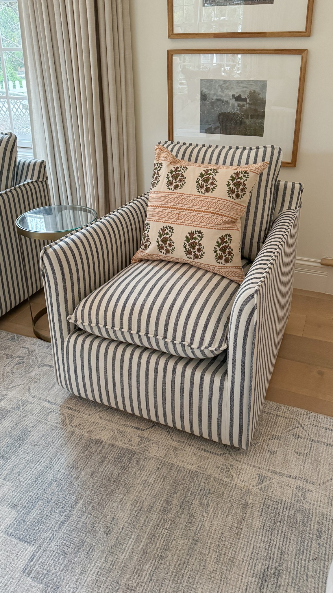 These best-selling striped chairs are back in stock at a super low price! Under $275 each! They have 360° swivel, performance fabric, and removable cushions. Last time I shared these you all sold them out, so grab them quickly if you want them! 


#LTKSaleAlert #LTKHome #LTKSummerEdit